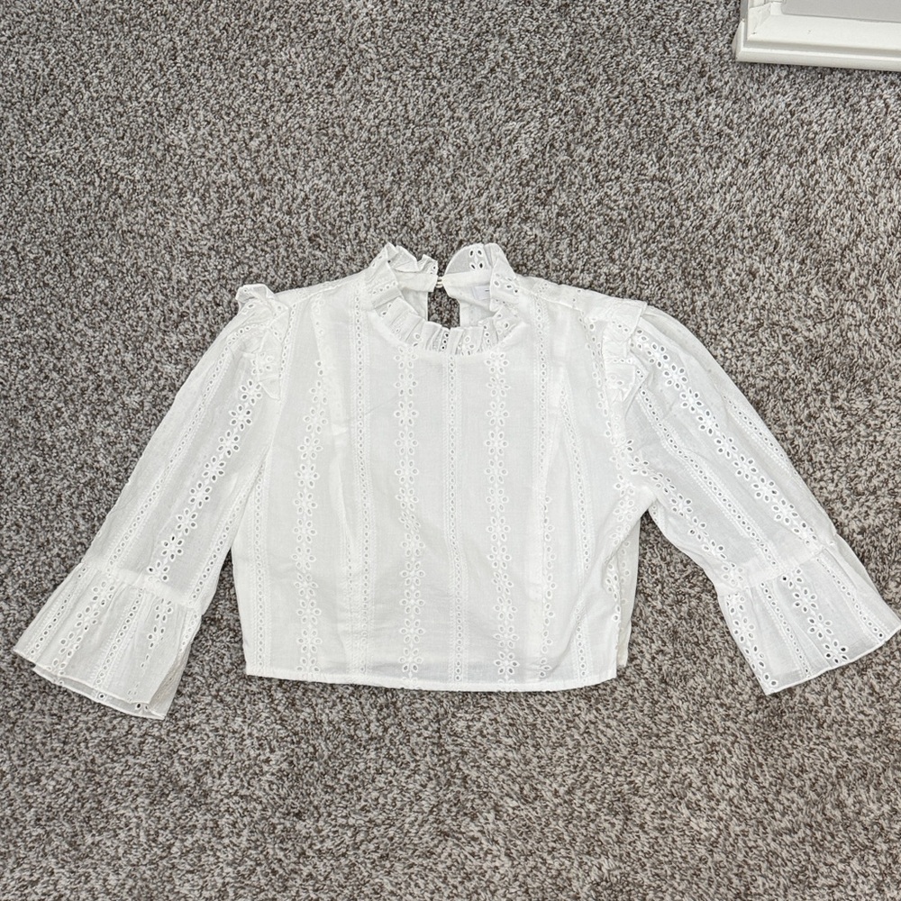 TALULAH White Eyelet Ruffle Top